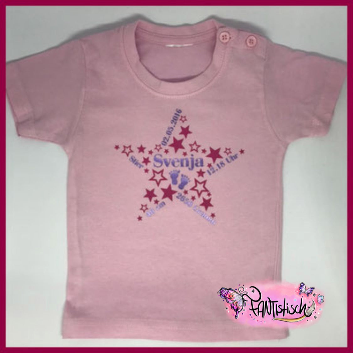 Kinder-T-Shirt oder Babybody mit Geburtsstern